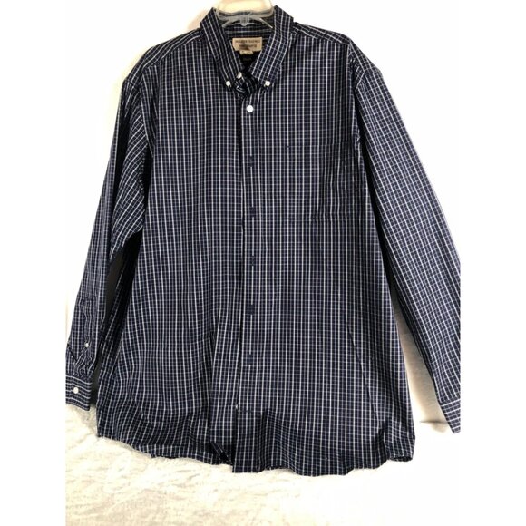 Duluth Trading Mens Long Sleeve Button-Up Plaid Shirt Navy Check Pattern Size XL - Picture 5 of 10